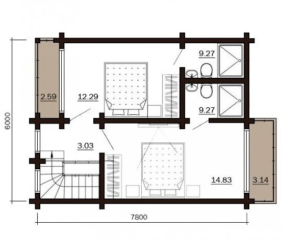 84 M² Dağ Evi, 18 cm Ahşap 21 84 M² Dağ Evi, 18 cm Ahşap 21